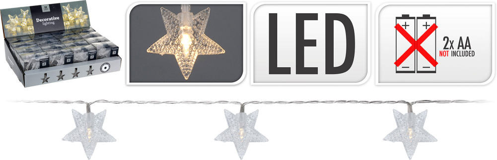 Lyskæde med stjerner 10 LED