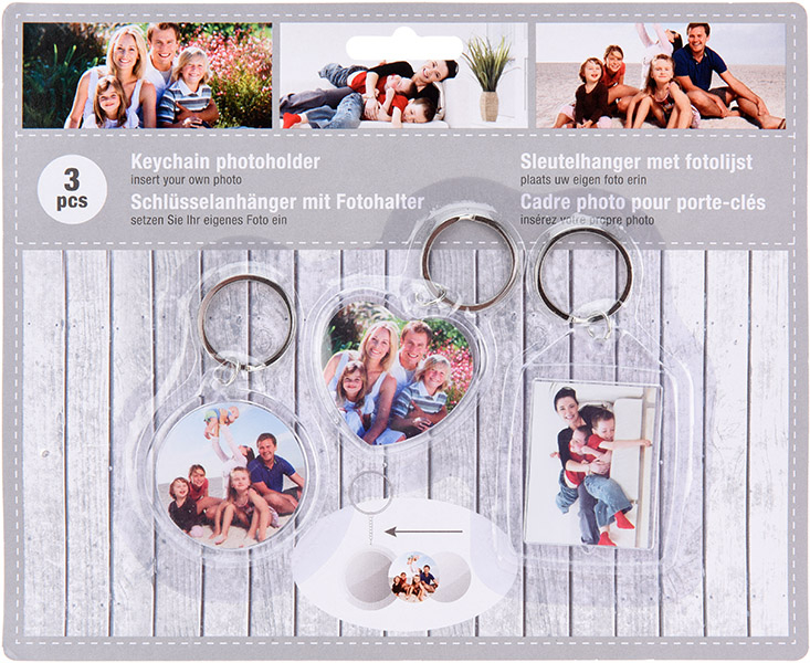 Nøglering med billede 3-pak