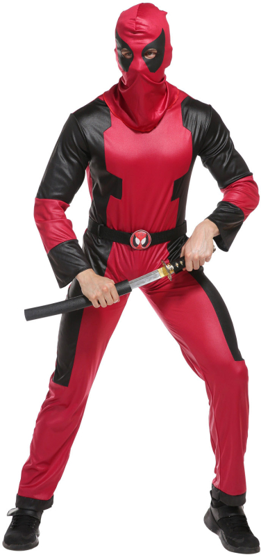 Billede af Antihelt kostume rød/sort M