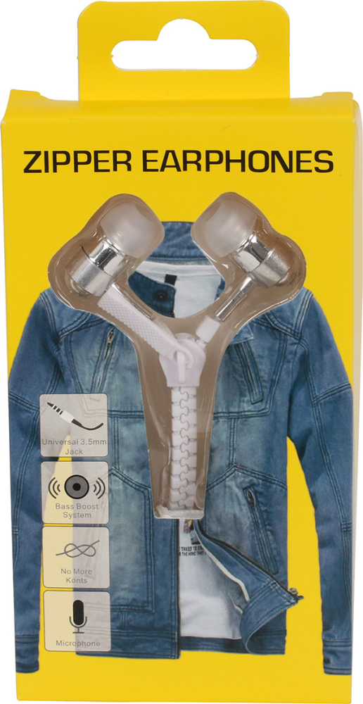 Zipper høretelefoner, hvid