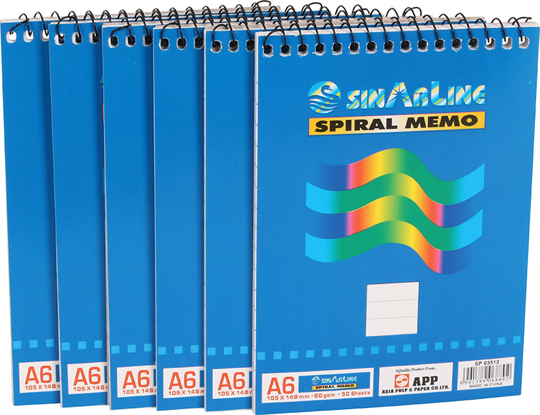 Spiral notesblok A6 6-pak