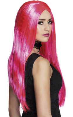Paryk lang, neon-pink