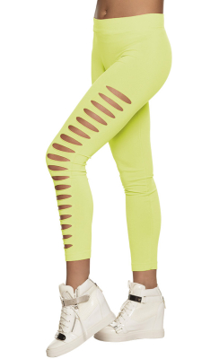 Leggings m/huller neon-grøn