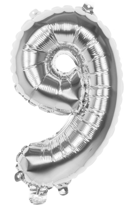 Tal ballon 9 sølv 36 cm