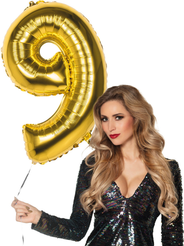 Tal ballon 9 guld 86 cm