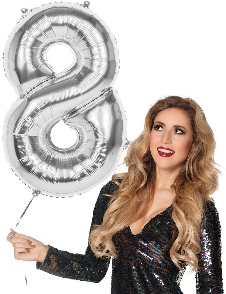 Tal ballon 8 sølv 86 cm