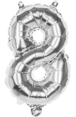 Tal ballon 8 sølv 36 cm