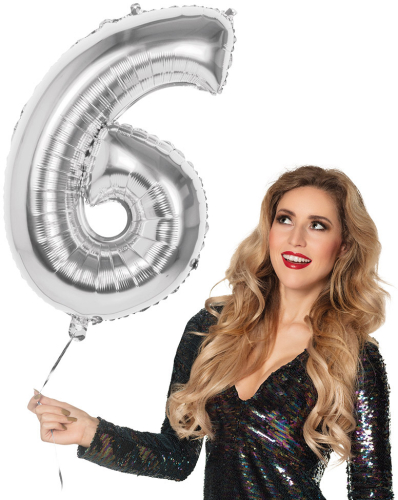 Tal ballon 6 sølv 86 cm