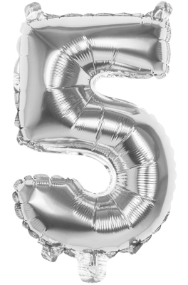 Tal ballon 5 sølv 36 cm