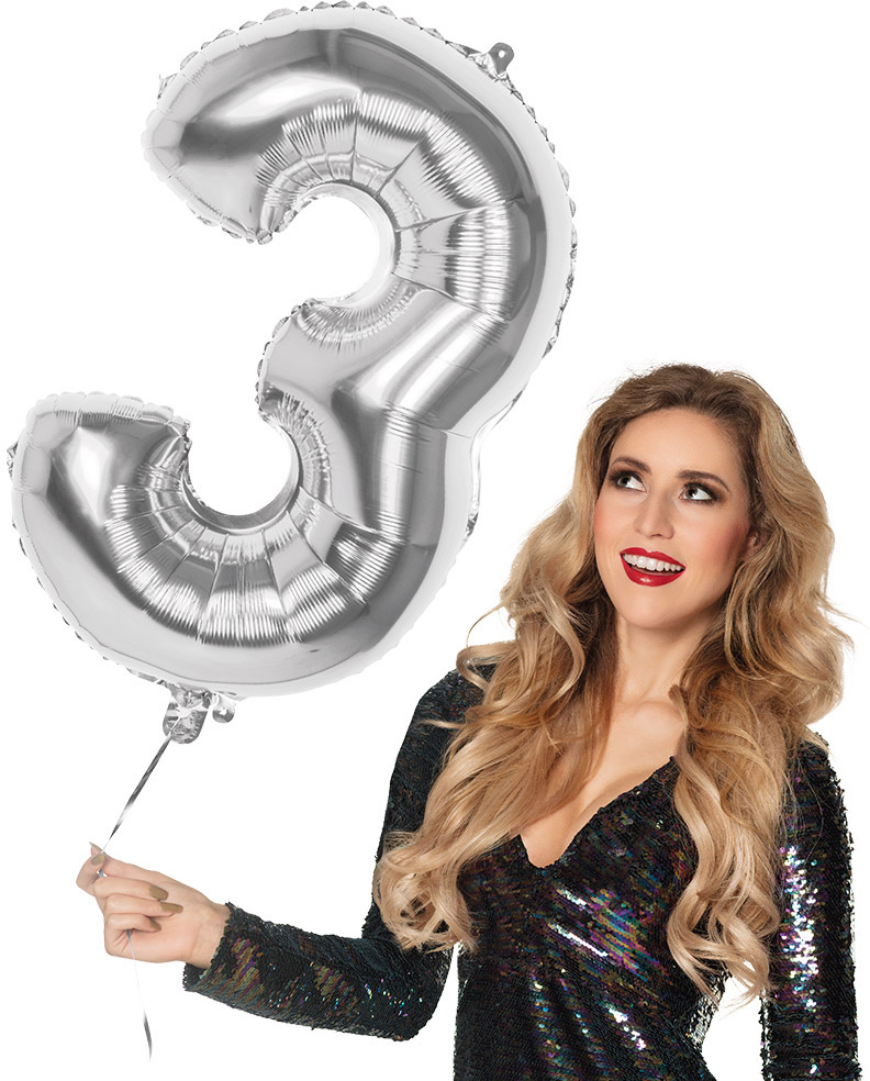 Tal ballon 3 sølv 86 cm