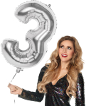 Tal ballon 3 sølv 86 cm