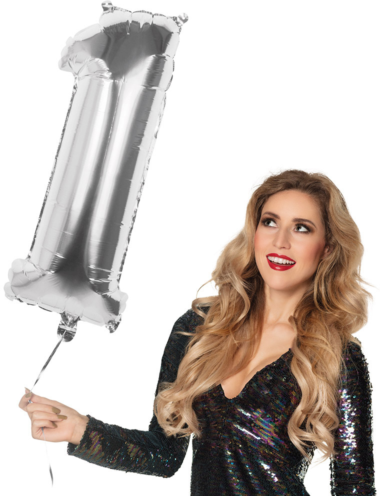 Tal ballon 1 sølv 86 cm