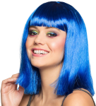 Paryk med pandehår, blå