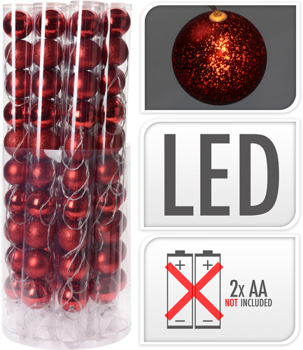 Lyskæde, 16 røde julekugler