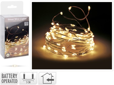 Lyskæde sølv-wire 20 LED