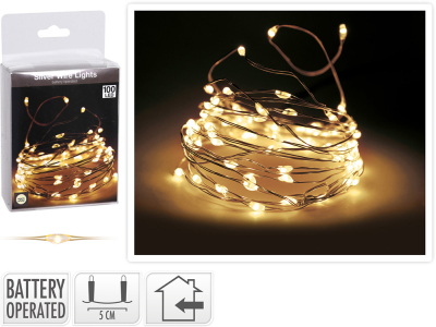 Lyskæde sølv-wire 100 LED