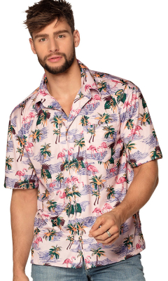 Hawaii skjorte flamingo XL