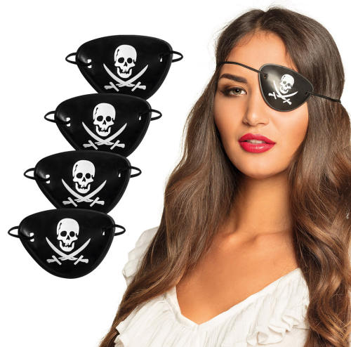 Sørøver øjenklap sort 4-pak