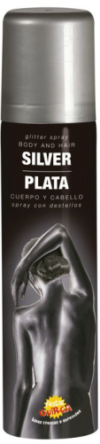 Krop/hår spray sølv glitter