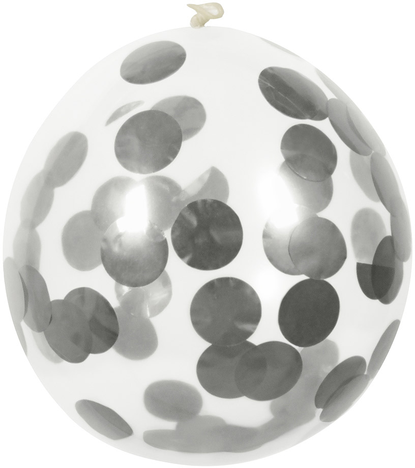 Konfetti ballon sølv 5-pak