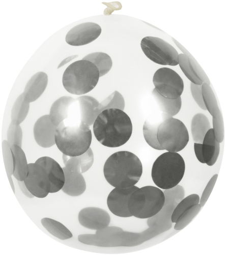 Konfetti ballon sølv 5-pak