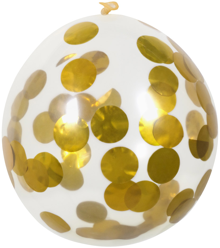 Konfetti ballon guld 5-pak