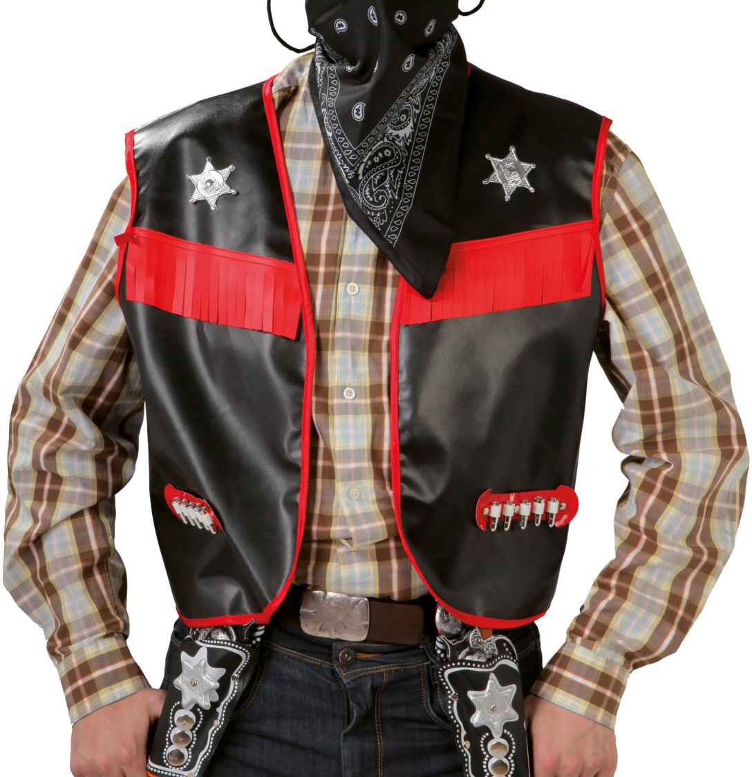Cowboy vest, voksen, sort