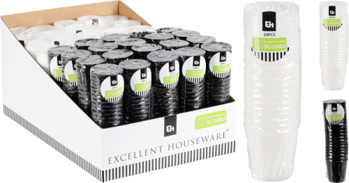 Shotglas sort/hvid 20-pak