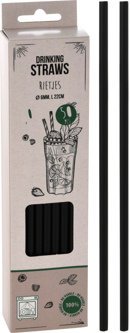 Sugerør sort 50-pak