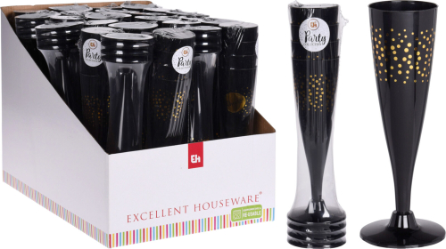Champagneglas sort 4-pak