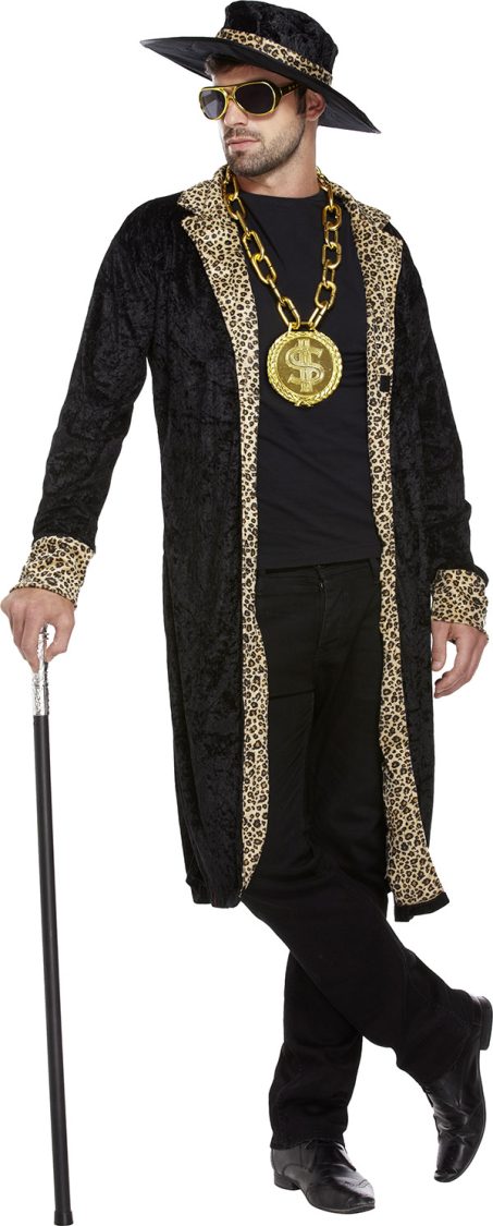 Pimp kostume sort m/leopard