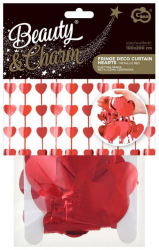 Dørgardin med hjerter, rød