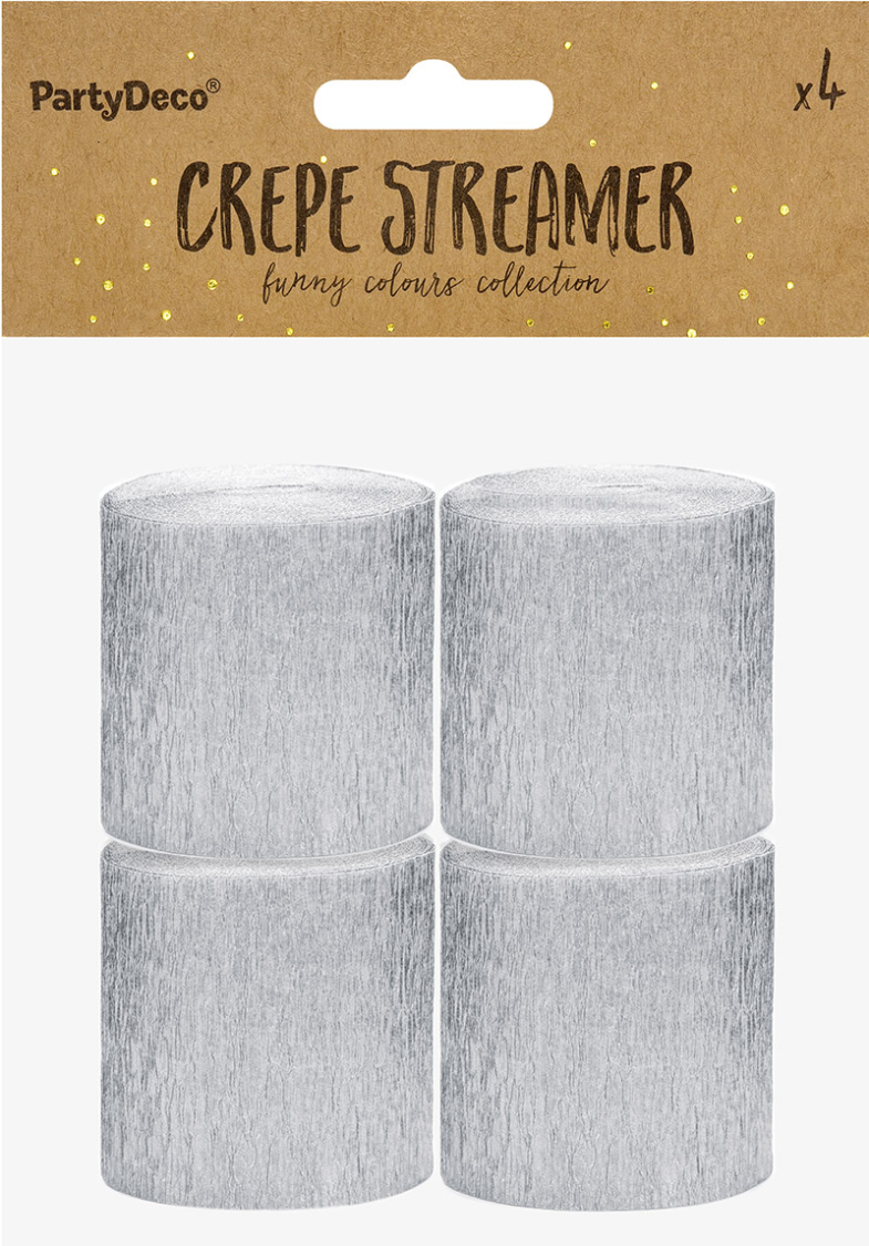Crepepapir ruller sølv 4-pk