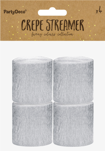 Crepepapir ruller sølv 4-pk