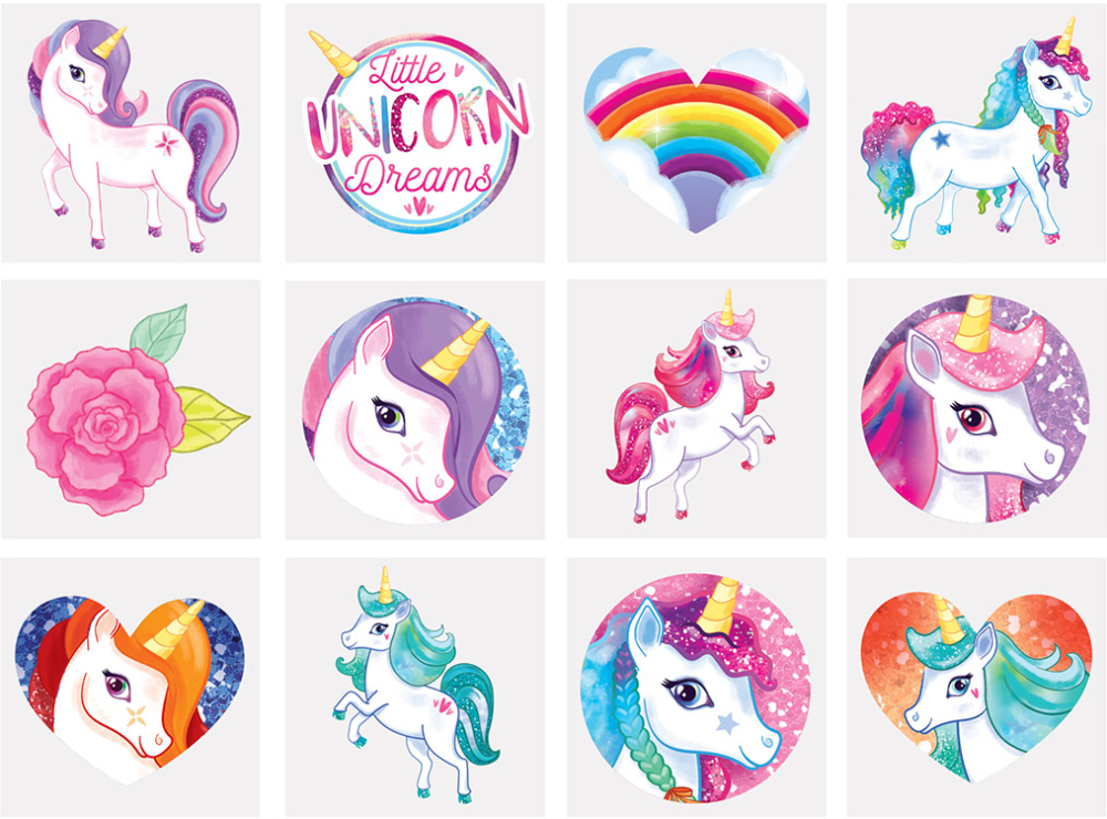 Unicorn tatovering 12-pak