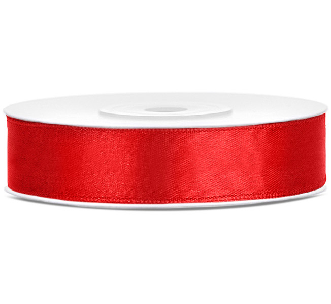 Silkebånd rød 12 mm x 25 m