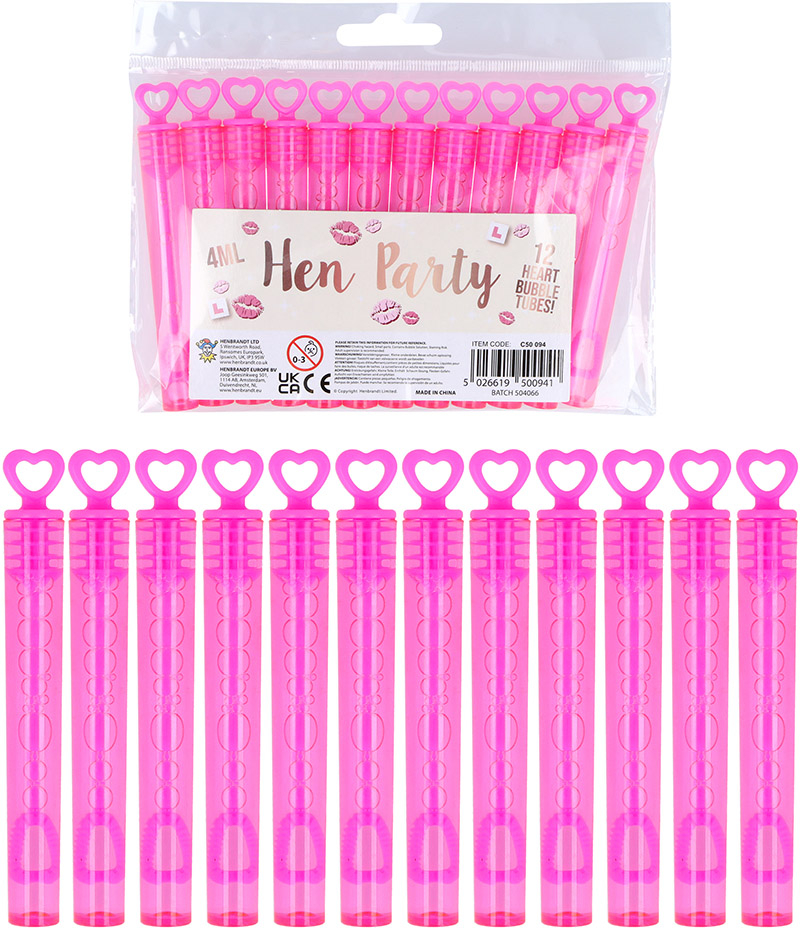 Hjerte sæbebobler pink 12pk