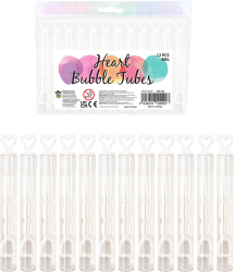 Hjerte sæbebobler hvid 12pk