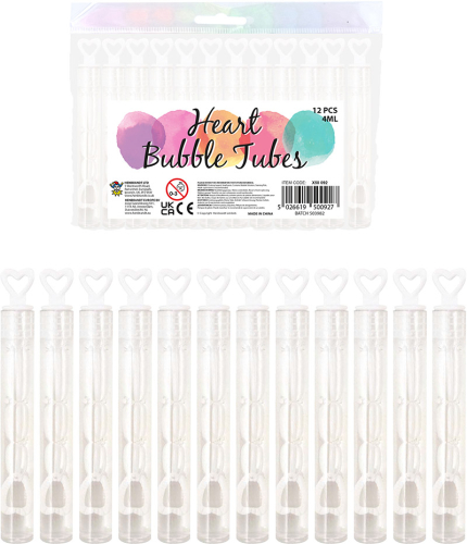 Hjerte sæbebobler hvid 12pk