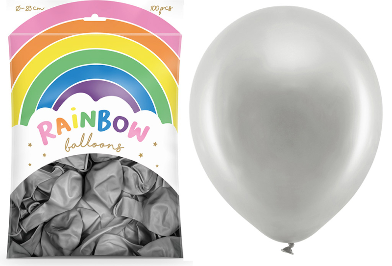 Balloner sølv 23 cm 100-pak