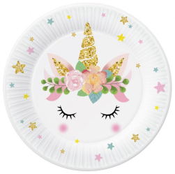 Paptallerken Unicorn 6-pak