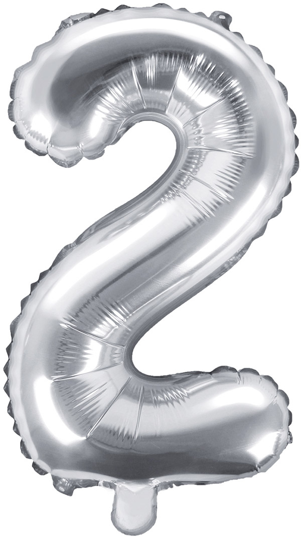 Tal ballon 2 sølv 35 cm