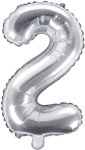 Tal ballon 2 sølv 35 cm