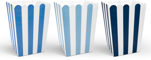 Popcorn bæger blå/hvid 6-pk