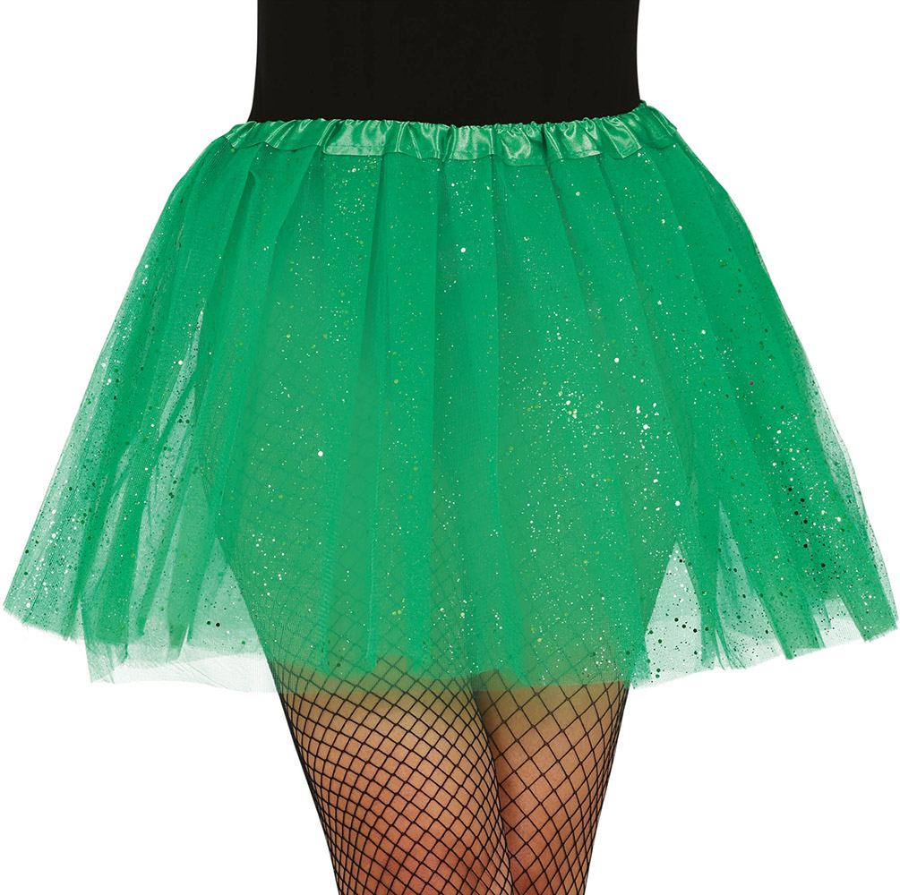 Tylskørt 40cm grøn glitter