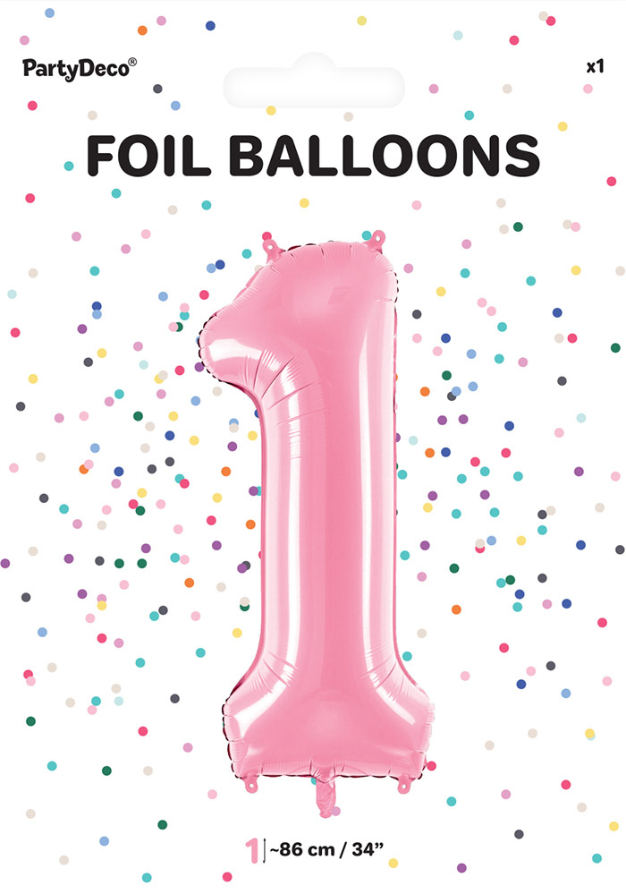 Tal ballon 1 lyserød 86 cm