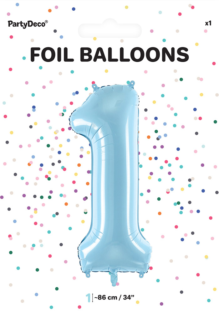 Tal ballon 1 lyseblå 86 cm