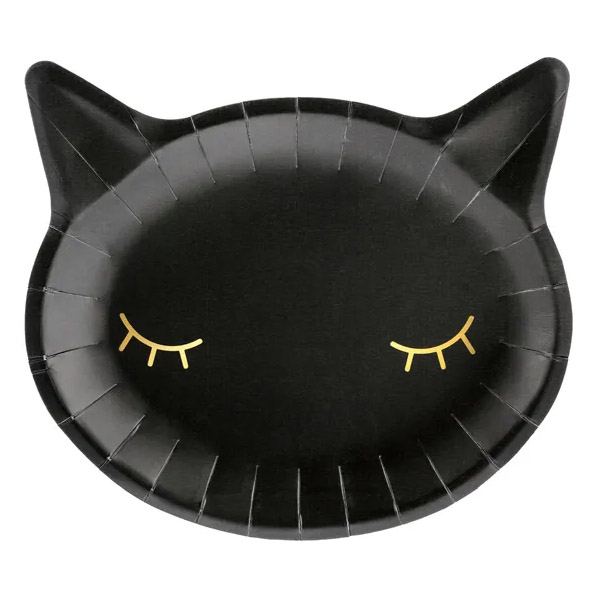 Paptallerken kat sort 6-pak