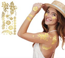 Blomster tatoveringer, guld