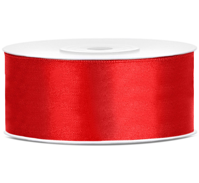 Silkebånd rød  25 mm x 25 m